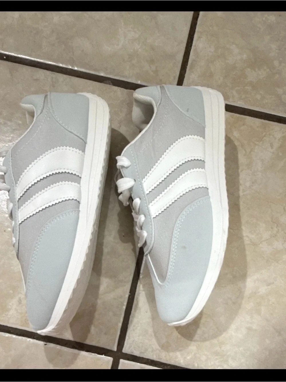 Kids Light Gray Athletic Sneakers with White Stripes